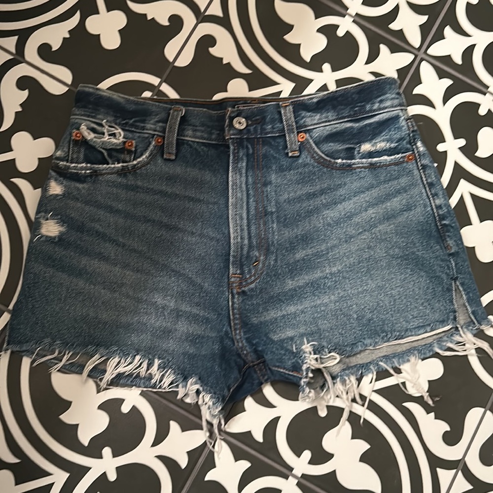 Abercrombie and Fitch Annie High Rise Shorts sz 28 6 Raw Hem - Picture 4 of 10